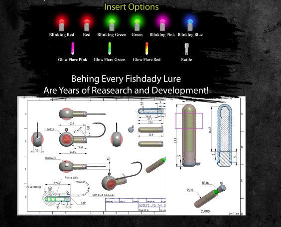 FishDaddy GloEye Jig Kit | Includes: Micro LED, Glass Rattle, & Glow Flare