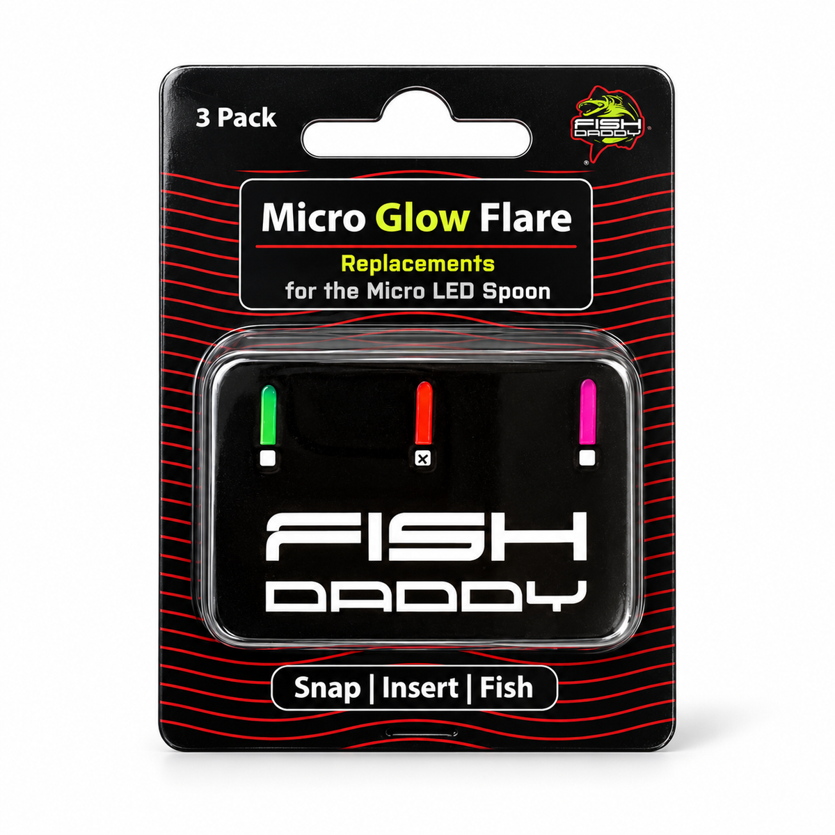 FishDaddy Micro Glow Flare 3-pack in Glow Red