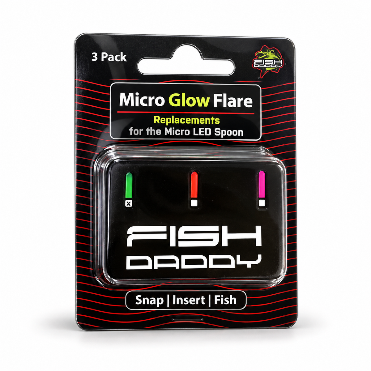 FishDaddy Micro Glow Flare 3-pack in Glow Green