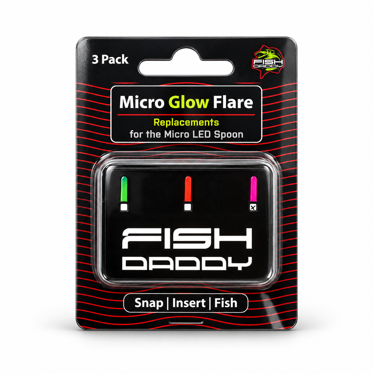 FishDaddy Micro Glow Flare 3-pack in Glow Pink