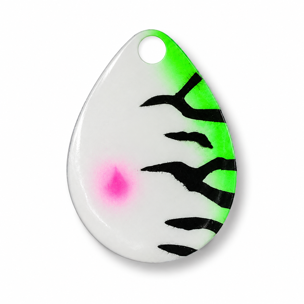 FishDaddy Size 3 Spinner Blade in White/Green Tiger
