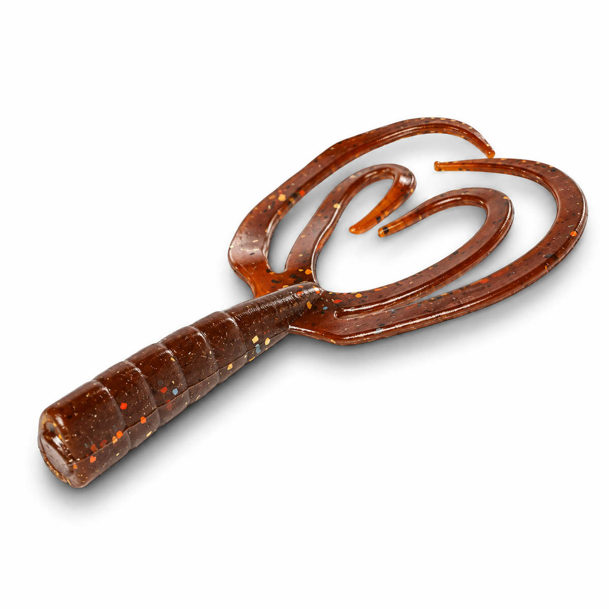 FishDaddy Quad Tail soft plastic in UV Motor Oil Brown