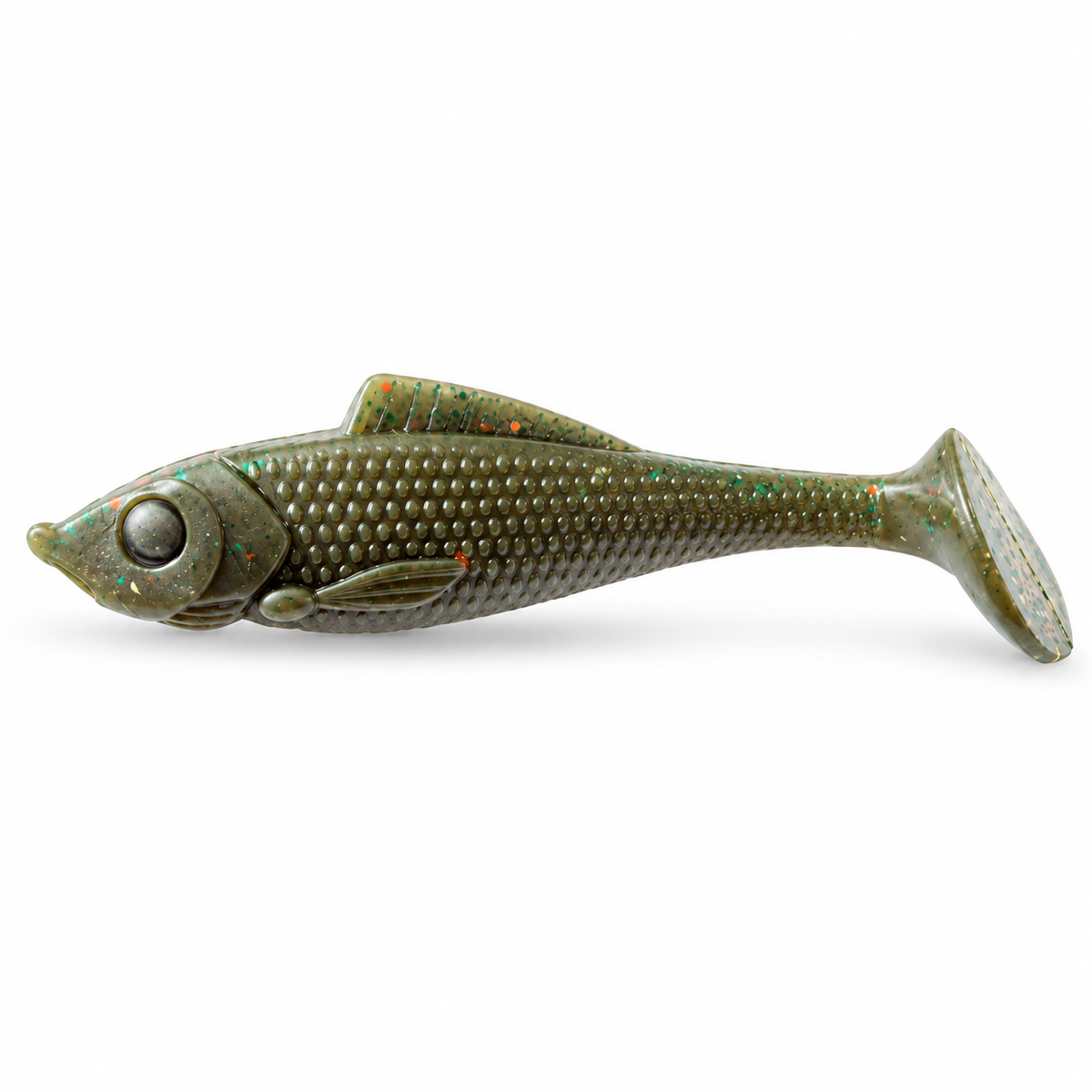 FishDaddy Paddle Tail soft plastic in UV Green Pumpkin