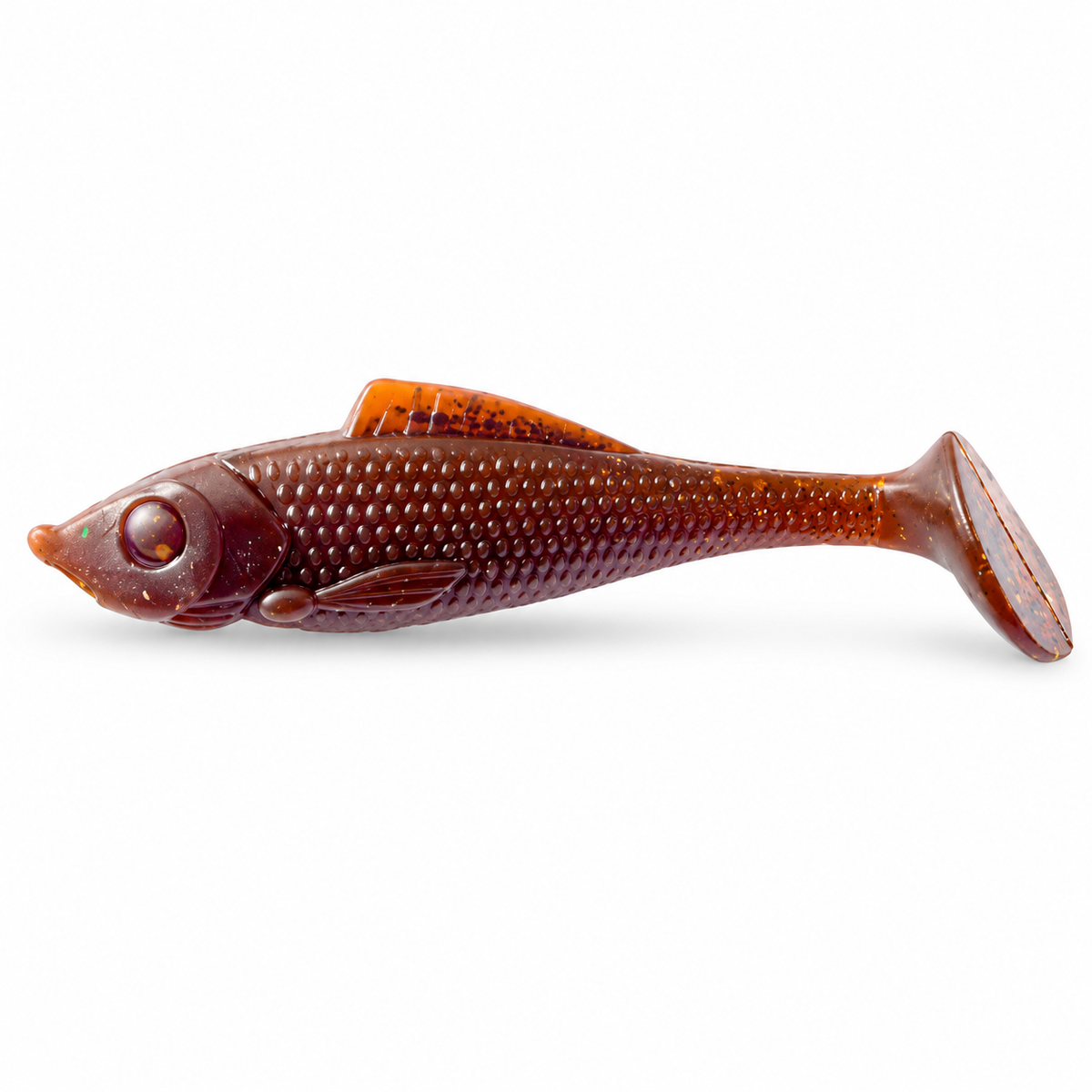 FishDaddy Paddle Tail soft plastic in UV Motor Oil Brown