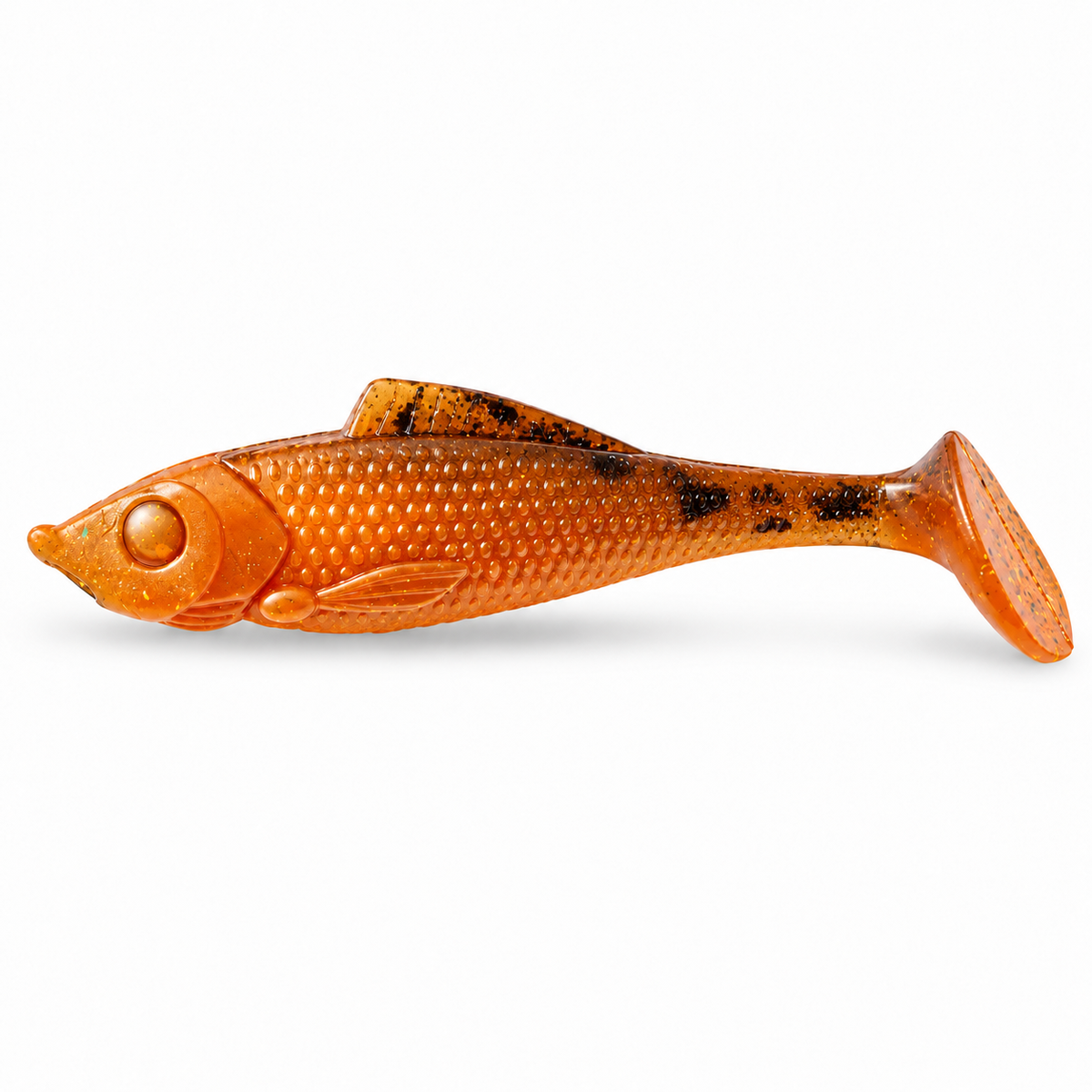 FishDaddy Paddle Tail soft plastic in UV Orange Pumpkin